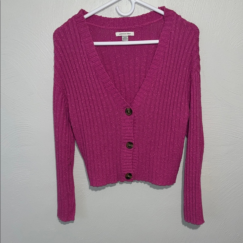 American Eagle Outfitters Fuchsia Cardigan